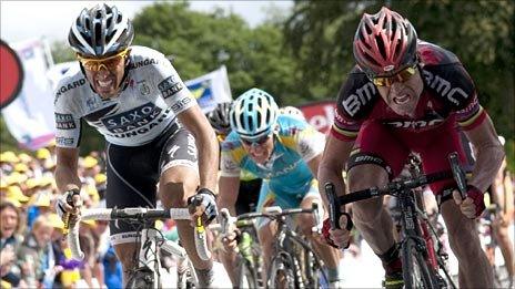Alberto Contador and Cadel Evans
