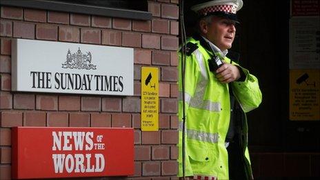 Police officer at News International offices