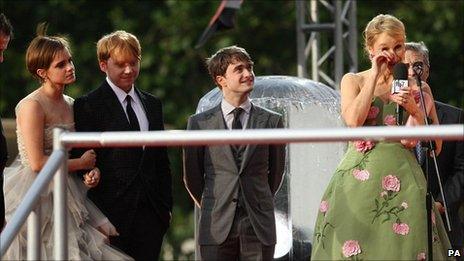 Emma Watson, Rupert Grint, Daniel Radcliffe and JK Rowling at the world premiere of Harry Potter And The Deathly Hallows: Part 2