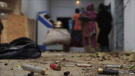 Empty cartridge shells in a violence-hit Karachi neighbourhood