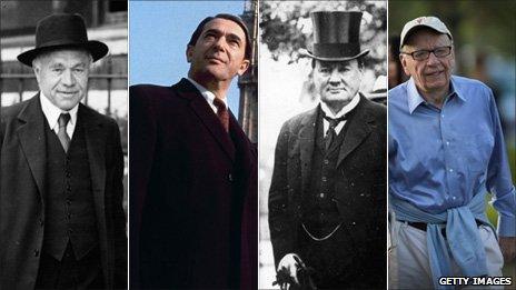 From left: Lord Beaverbrook, Robert Maxwell, Lord Northcliffe and Rupert Murdoch