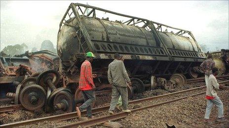 A goods train derailment