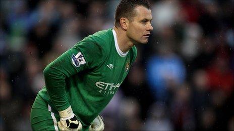 Shay Given playing for Manchester City