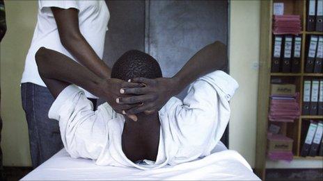 A man being circumcised in Rwanda