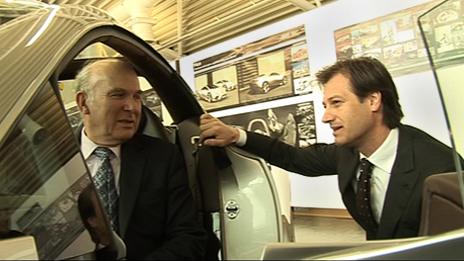 Business Secretary Vince Cable (left) and CEO of Group Lotus Dany Bahar (right) at Lotus Cars in Hethel, Norfolk