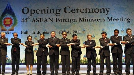 Ministers at opening of Asean summit. 19 July 2011