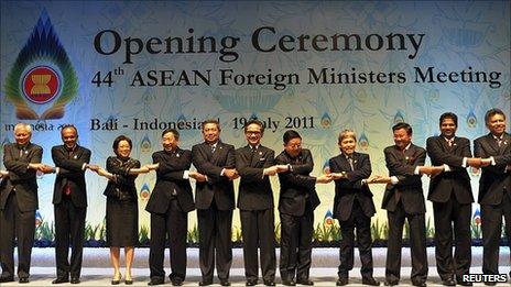 Ministers at opening of Asean summit. 19 July 2011