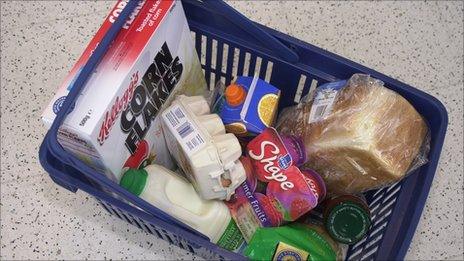 Some food in a shopping basket