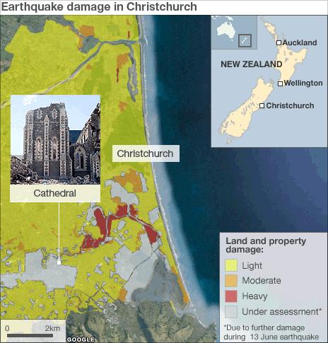 Map of quake damage