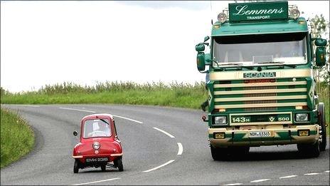 The Peel P50 microcar on the road