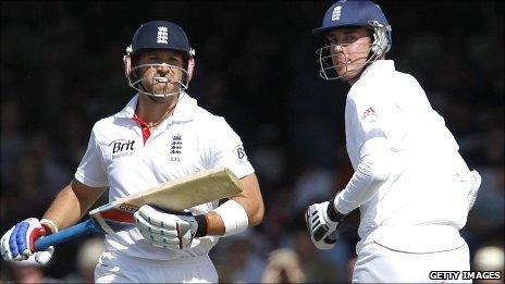 England's Matt Prior and Stuart Broad