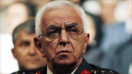 General Isik Kosaner attends a ceremony in Ankara in July 2010, when he was army chief