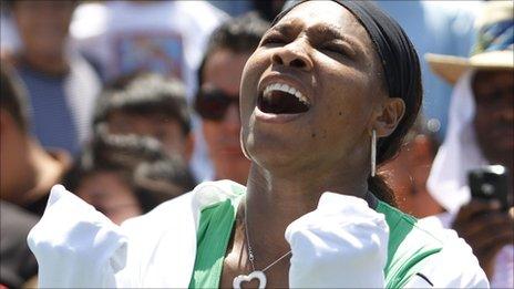 Serena Williams celebrates her victory