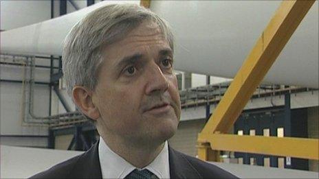 Chris Huhne at the Vestas facility