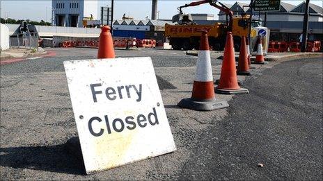 Ferry closed sign