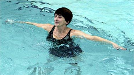 Woman doing aqua aerobics