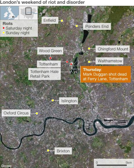 Map of London riots