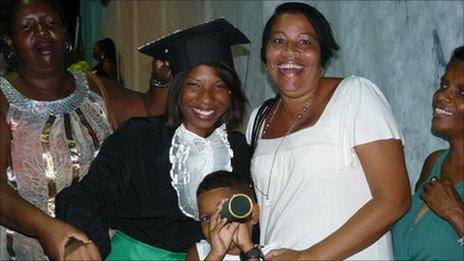 Barbara with her aunt on her graduation day