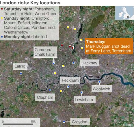 Map of London riots