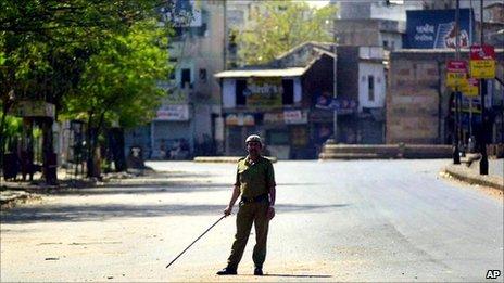 Curfew in Ahmadabad in India in 2002