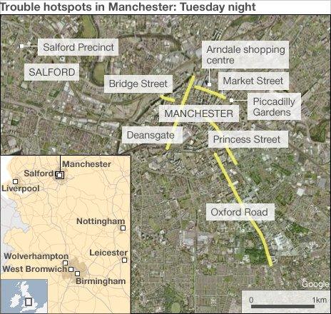 Trouble spots in Manchester