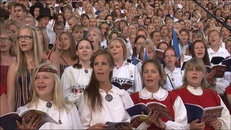 Folk singers at a festival in Estonia