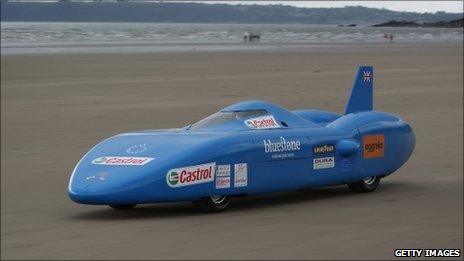 The Bluebird is given a trial run at Pendine Sands on Saturday