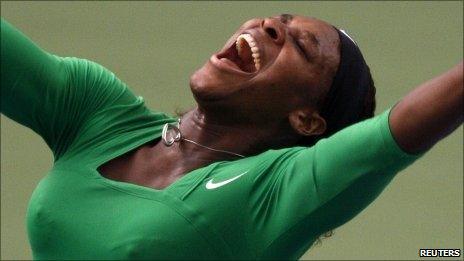 Serena Williams celebrates her win in the final of the Rogers Cup