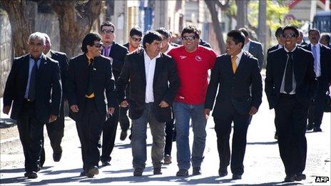 Some of the miners in Copiapo on 5 August 2011