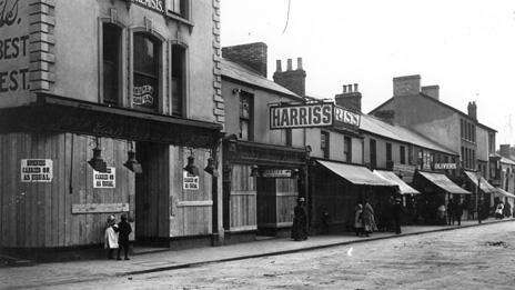 Shops boarded up after looting by Anti-Semitic mobs in Ebbw-Vale and Tredegar in which Jewish shops and property were wrecked