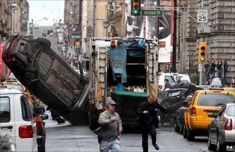 crash scene for film in Glasgow