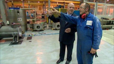 Jim McColl (left) at his Clyde Union factory in Cathcart, Glasgow