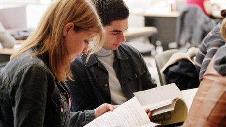 students reading