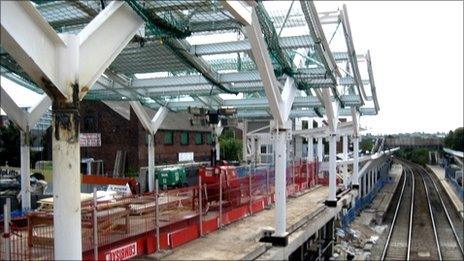 The redevelopment of Rotherham Central Train Station in August 2011