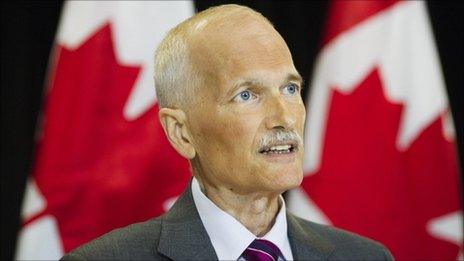 New Democratic Party leader Jack Layton speaks at a news conference in Toronto on 25 July 2011