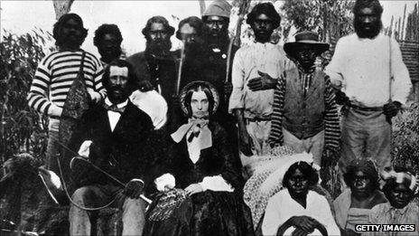 Early Australian settlers with Aborigines