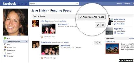 Facebook wall approval