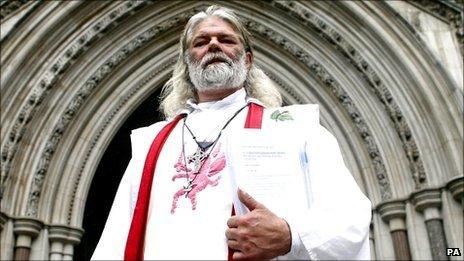 King Arthur Pendragon outside the High Court in London