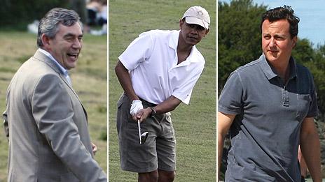 Gordon Brown, Barack Obama and David Cameron on holiday