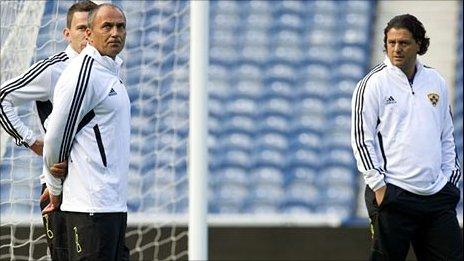 Darko Milanic (left) at Ibrox