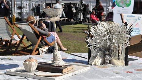 Sculptures at the Edinburgh Book Festival