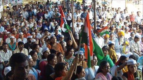 Anti-corruption campaigners in Mumbai