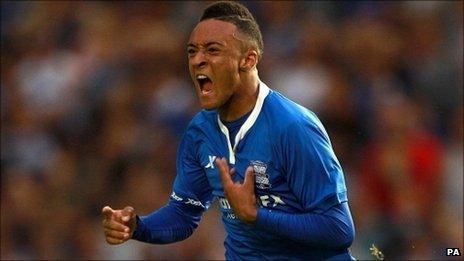 Nathan Redmond celebrates scoring for Birmingham