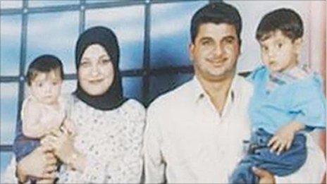 Baha Mousa with his wife and children