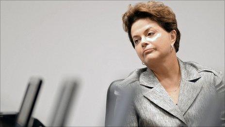 File picture shows Brazilian President Dilma Rousseff attending a meeting with her ministers at Planalto Palace in Brasilia, on 20 January 2011.