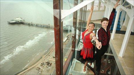 The new observation platform at the top of Blackpool Tower