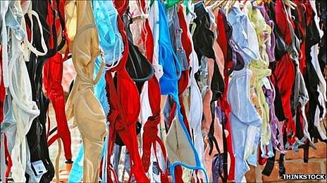 Bras on a washing line