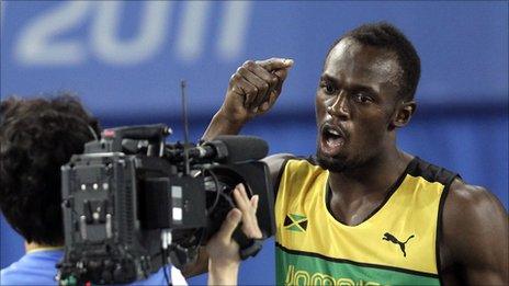 Usain Bolt before the 100m final