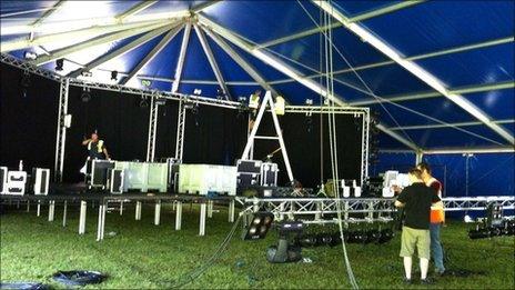 Merthyr Rock marquee preparation