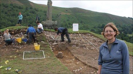 Professor Nancy Edwards from Bangor University at the site of the Pillar of Eliseg near Llangollen